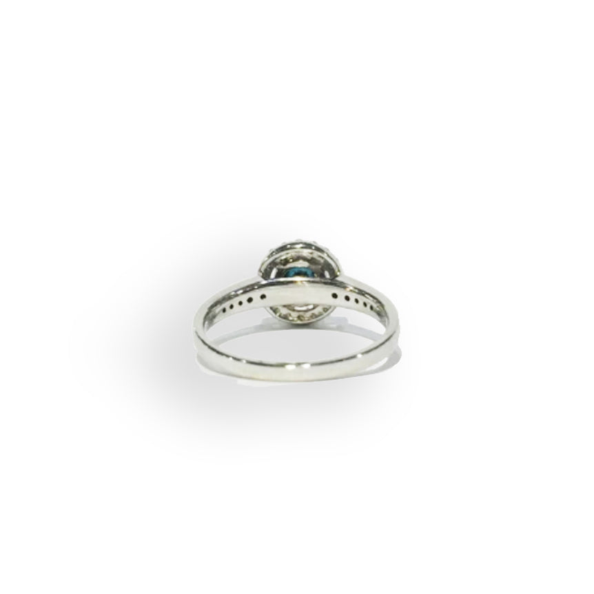 Blue Diamond White Gold Ring with Diamonds