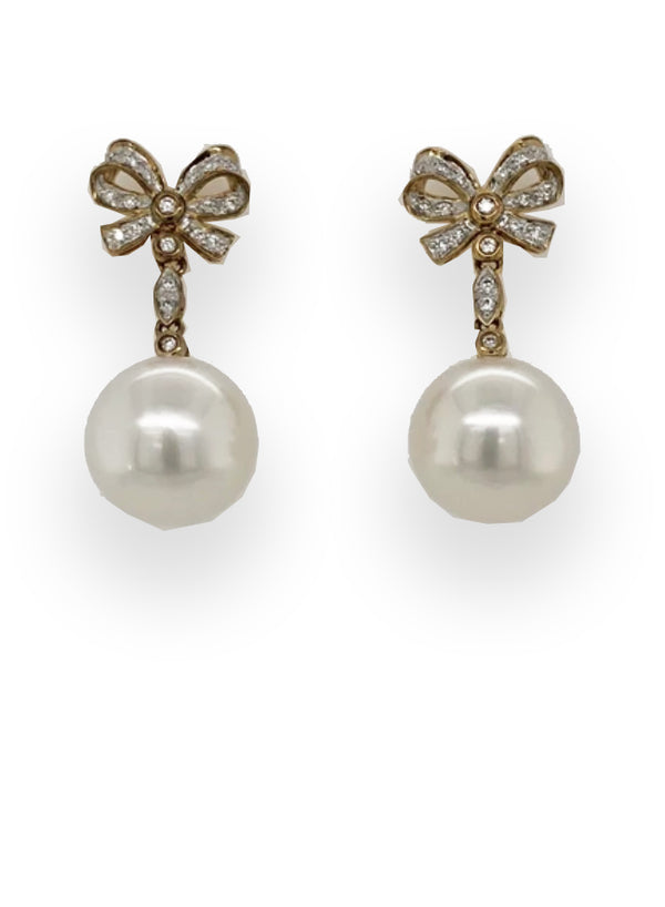 Ribbon Bow Pearl Earrings