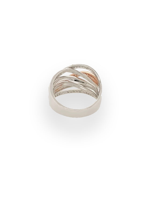 Rose and White Gold Crossover Ring