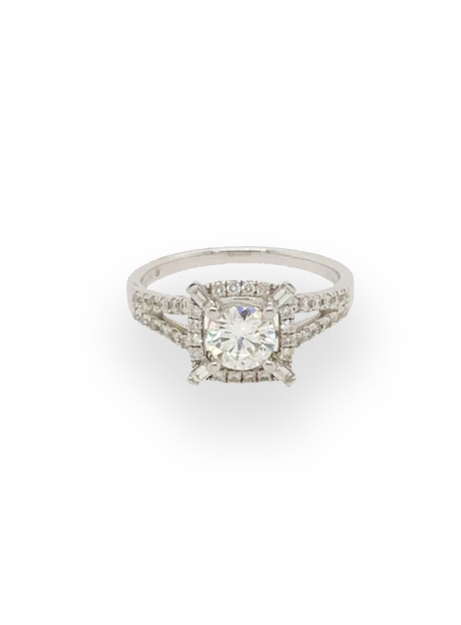 Round Diamond with Square Halo