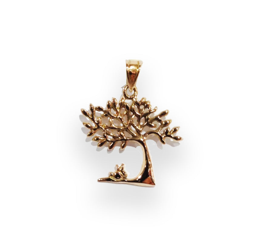 Tree of Life Gold Pendant with Rabbit
