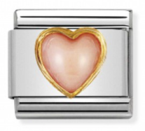 Pink Coral Heart Gold Charm