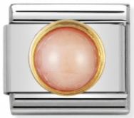 Gemstones - Round Pink Coral Gold Charm