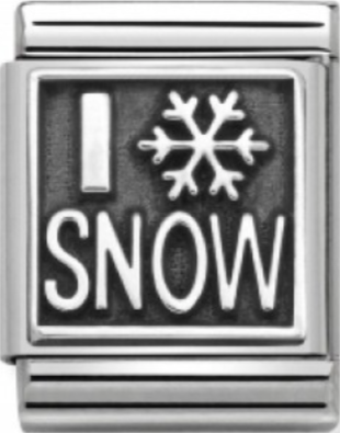 BIG Links -  I Love Snow Silver Charm