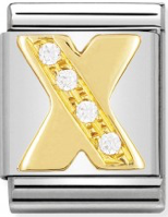 Nomination Letter X Gold CZ Big Link