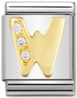 BIG Links - Letter W with CZ Gold Charm