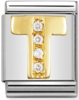 Nomination Letter T Gold CZ Big Link