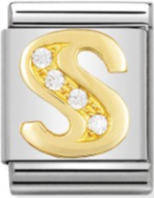 Nomination Letter S Gold CZ Big Link
