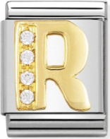 BIG Links - Letter R with CZ Gold Charm