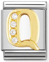 BIG Links - Letter Q with CZ Gold Charm