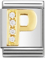 BIG Links - Letter P with CZ Gold Charm