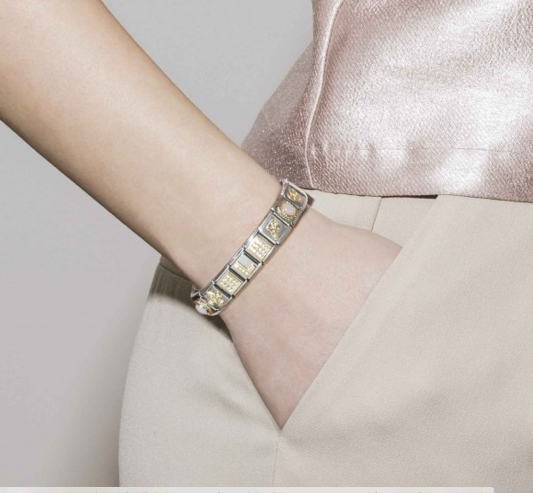 BIG Link - Letter D with CZ in Gold Charm