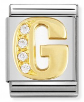 Nomination Letter G Gold CZ Big Link