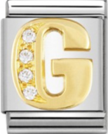 Nomination Letter G Gold CZ Big Link