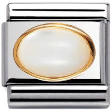 Gemstones - Oval Moon Stone Gold Charm