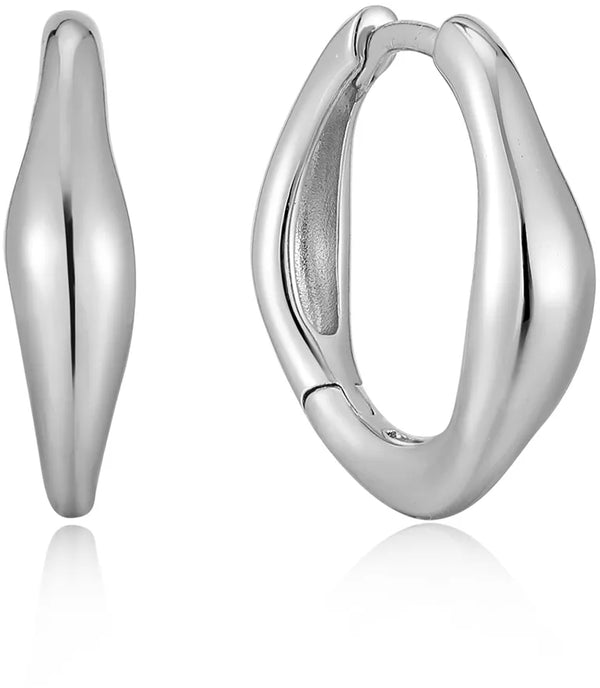 Making Waves - Wave Huggies Silver Hoop Earrings