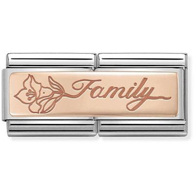 Double Link - Family with Flower Rosegold Charm