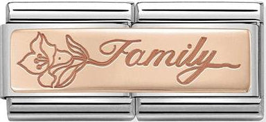 Double Links - Family with Flower Rosegold Charm