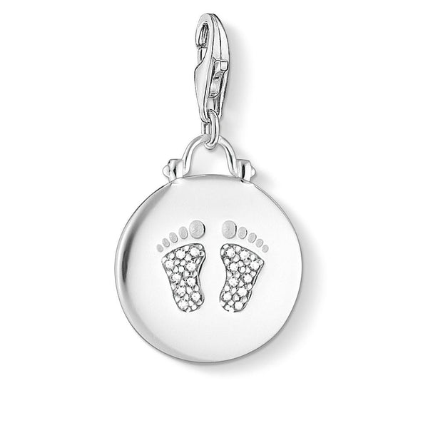 Baby Footprint with CZ Silver Charm