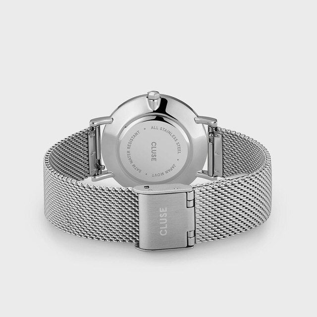 Minuit Pink Face & Silver Mesh Watch