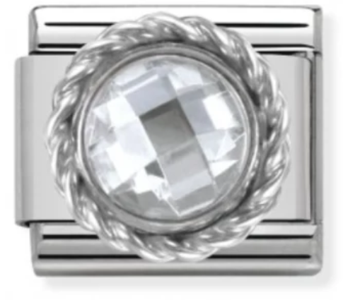 Gemstone - Clear CZ Ornate Silver Charm