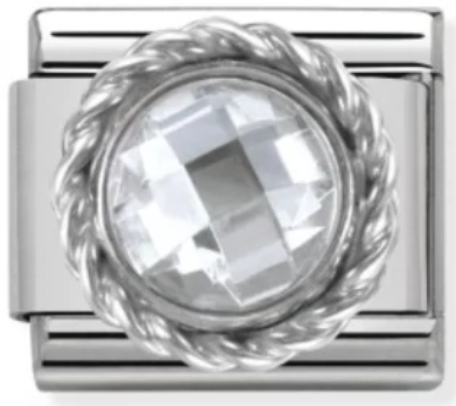 Gemstones - Clear CZ Ornate Silver Charm