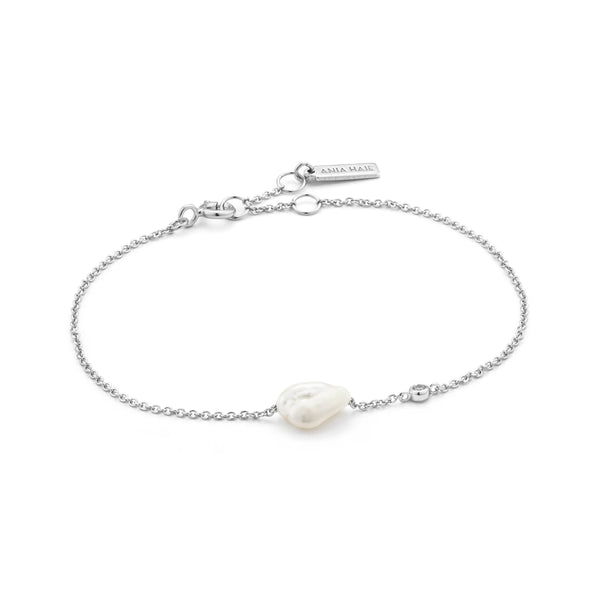 Pearl of Wisdom - Pearl with CZ Silver Bracelet