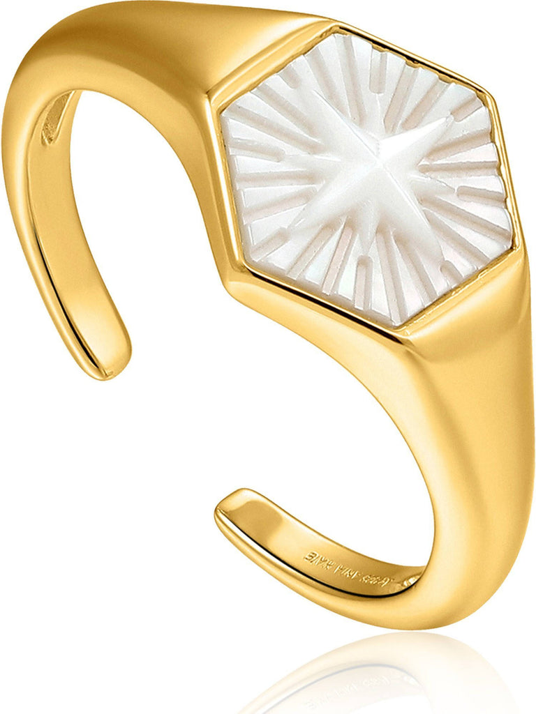 Gold Compass Emblem Adjustable Ring