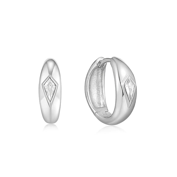 Dance 'Til Dawn - Silver Sparkle Dome Huggies Earring