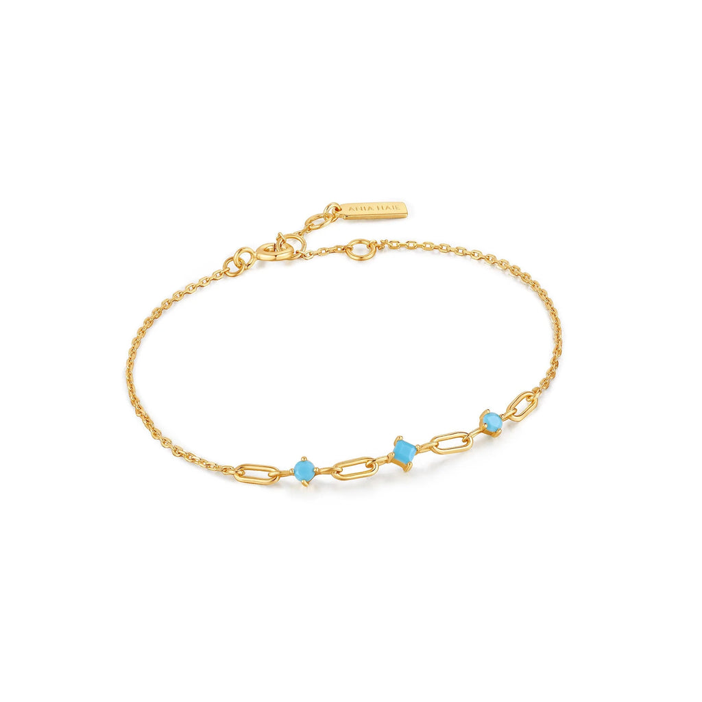 Gold Turquoise Link Bracelet