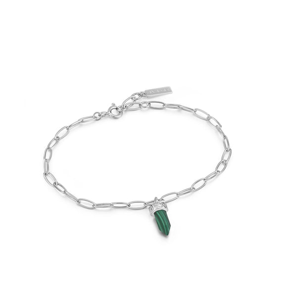 Second Nature - Malachite Point Pendant Silver Bracelet