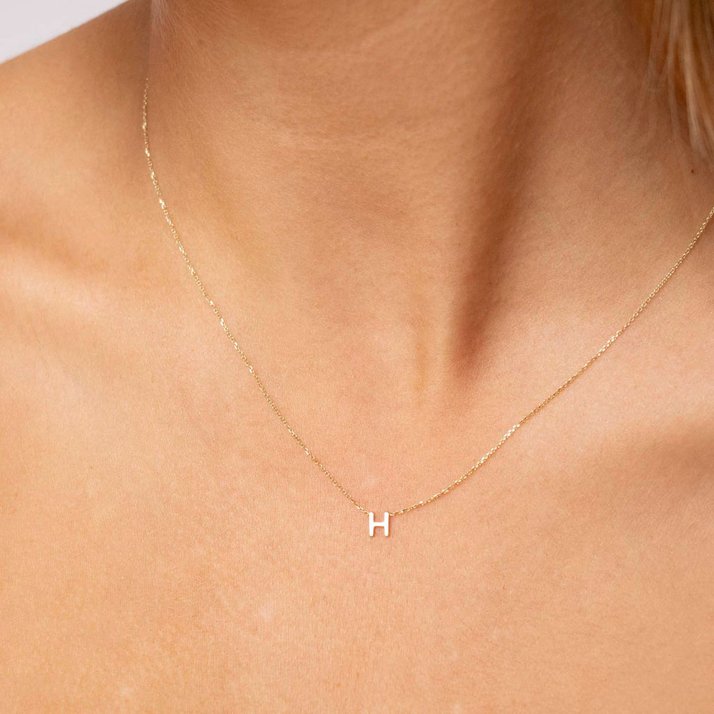 Petite Initial Letter 9ct Yellow Gold Necklaces
