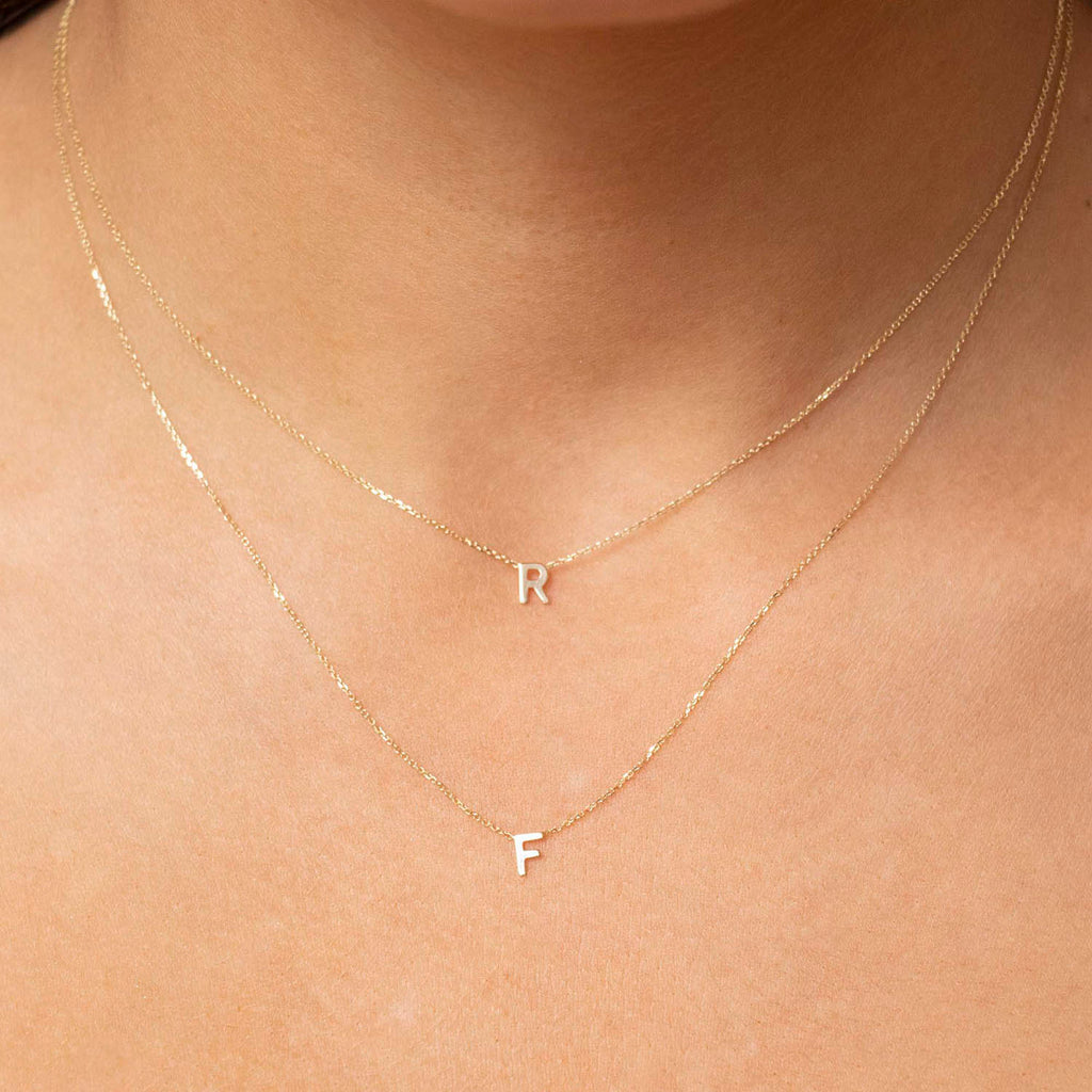 Petite Initial Letter 9ct Yellow Gold Necklaces