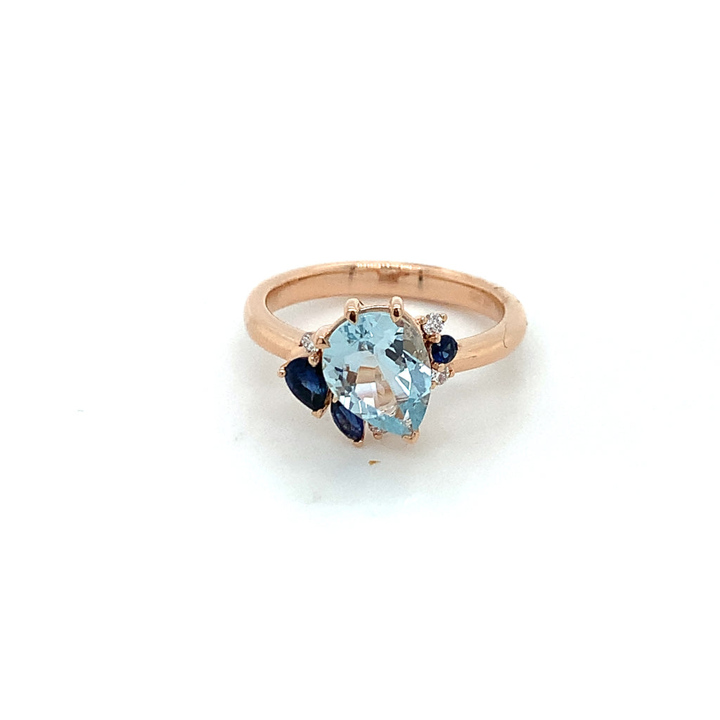 Michelle Sapphire Aquamarine Ring