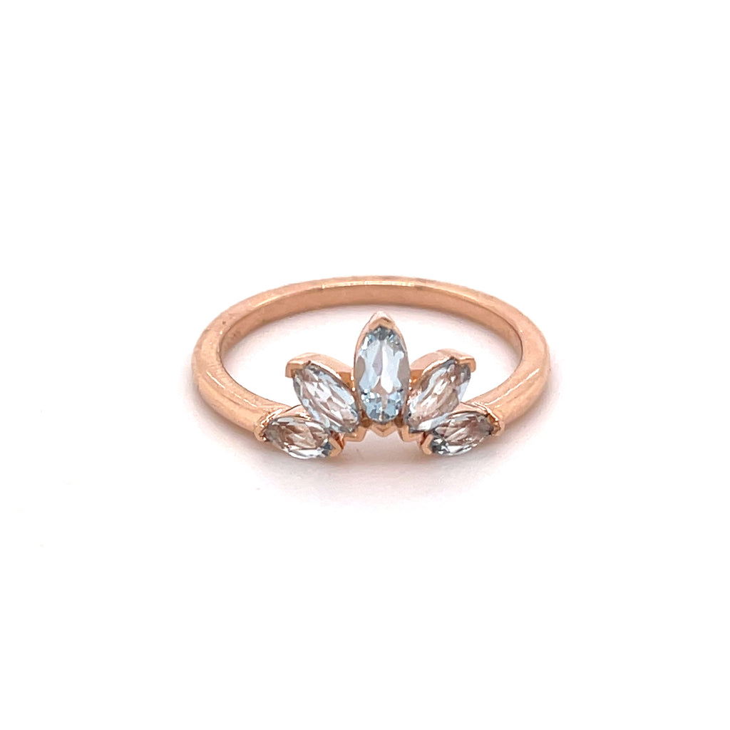 14ct Rosegold Aquamarine Crown Ring