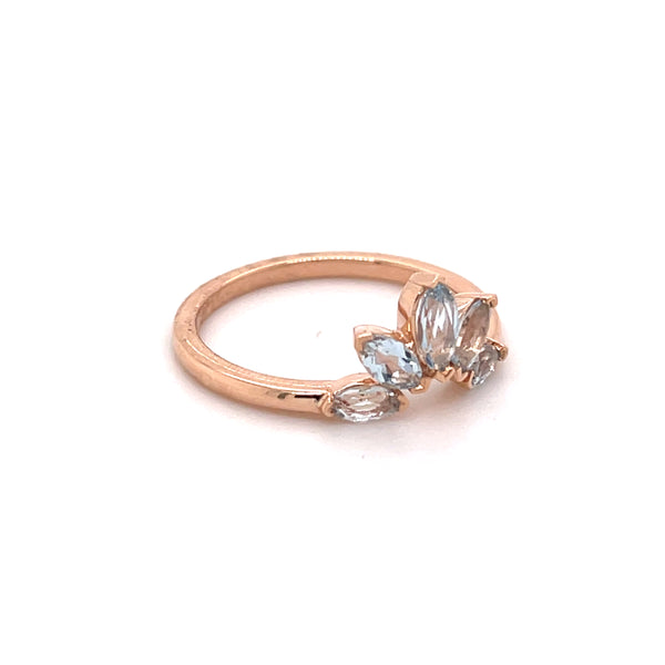 14ct Rosegold Aquamarine Crown Ring