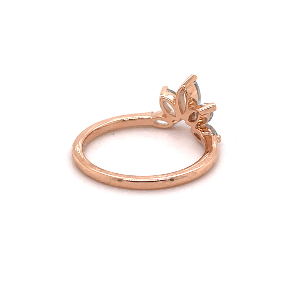 14ct Rosegold Aquamarine Crown Ring
