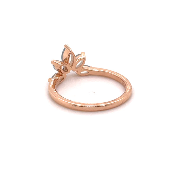 14ct Rosegold Aquamarine Crown Ring