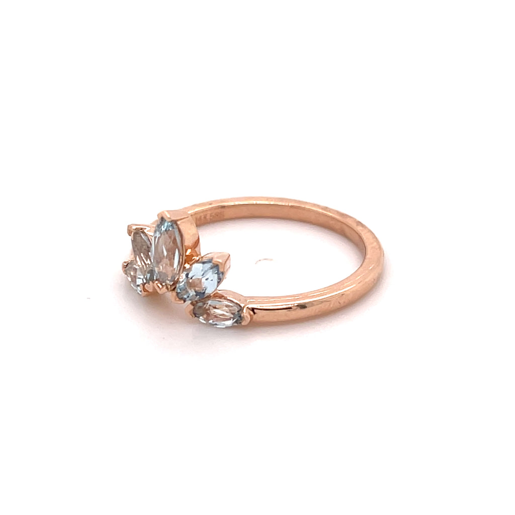 14ct Rosegold Aquamarine Crown Ring