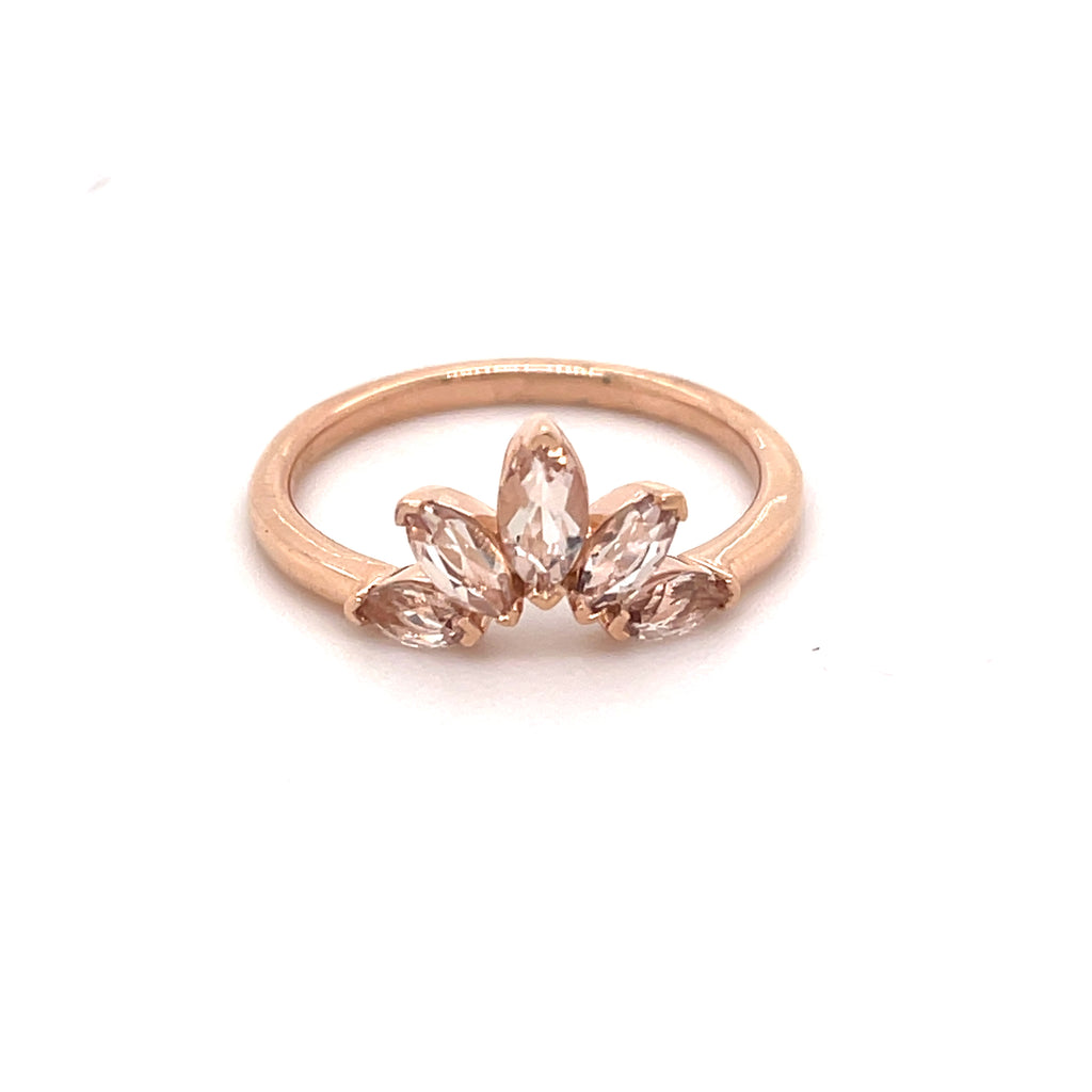 14ct Rose Gold Morganite Crown Ring