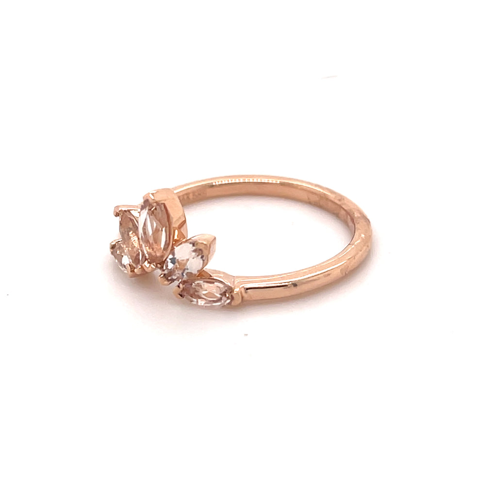 14ct Rose Gold Morganite Crown Ring