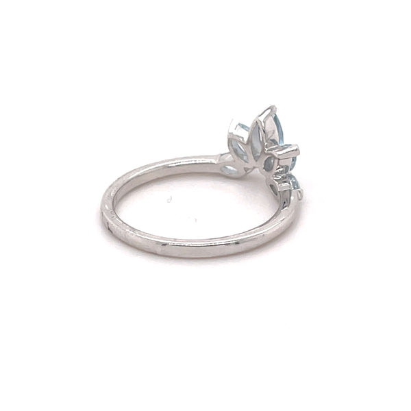 14ct White Gold Aqua Marine Crown Ring