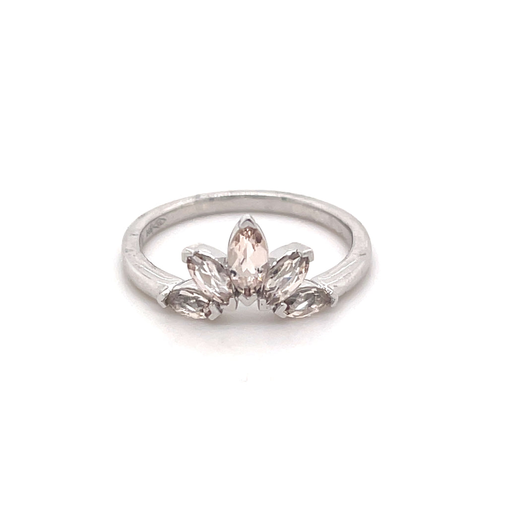 14ct White Gold Morganite Crown Ring