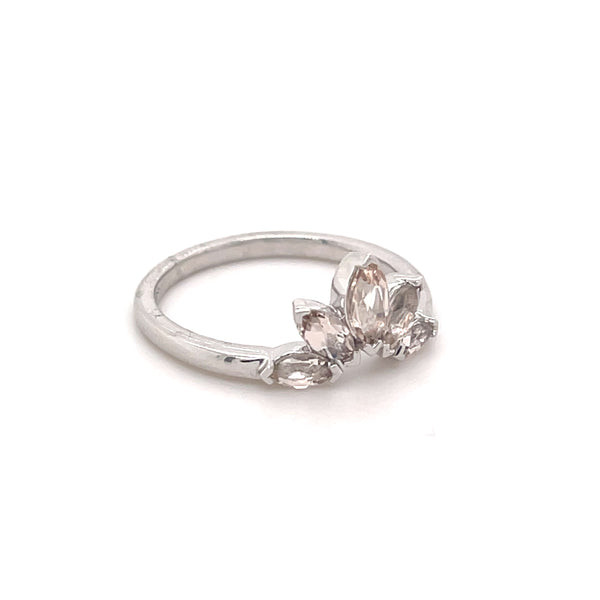 14ct White Gold Morganite Crown Ring