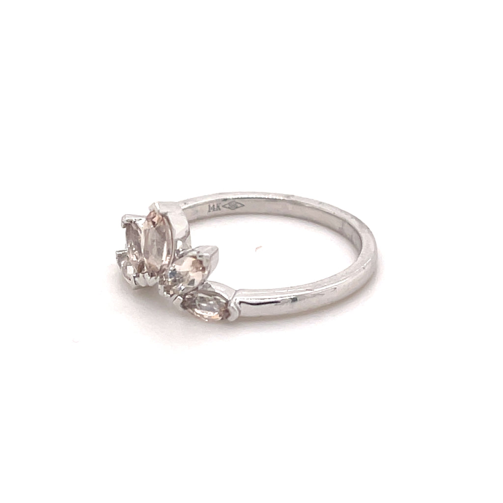 14ct White Gold Morganite Crown Ring