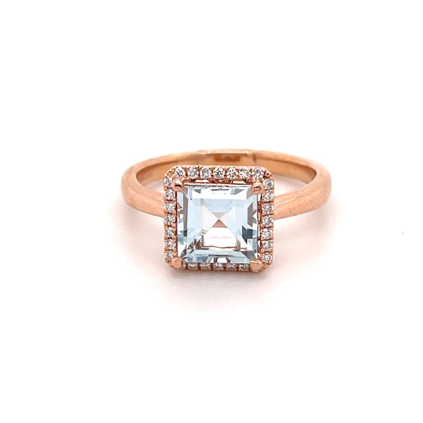 Kristie 14ct Rose Gold Aqua Marine Ring