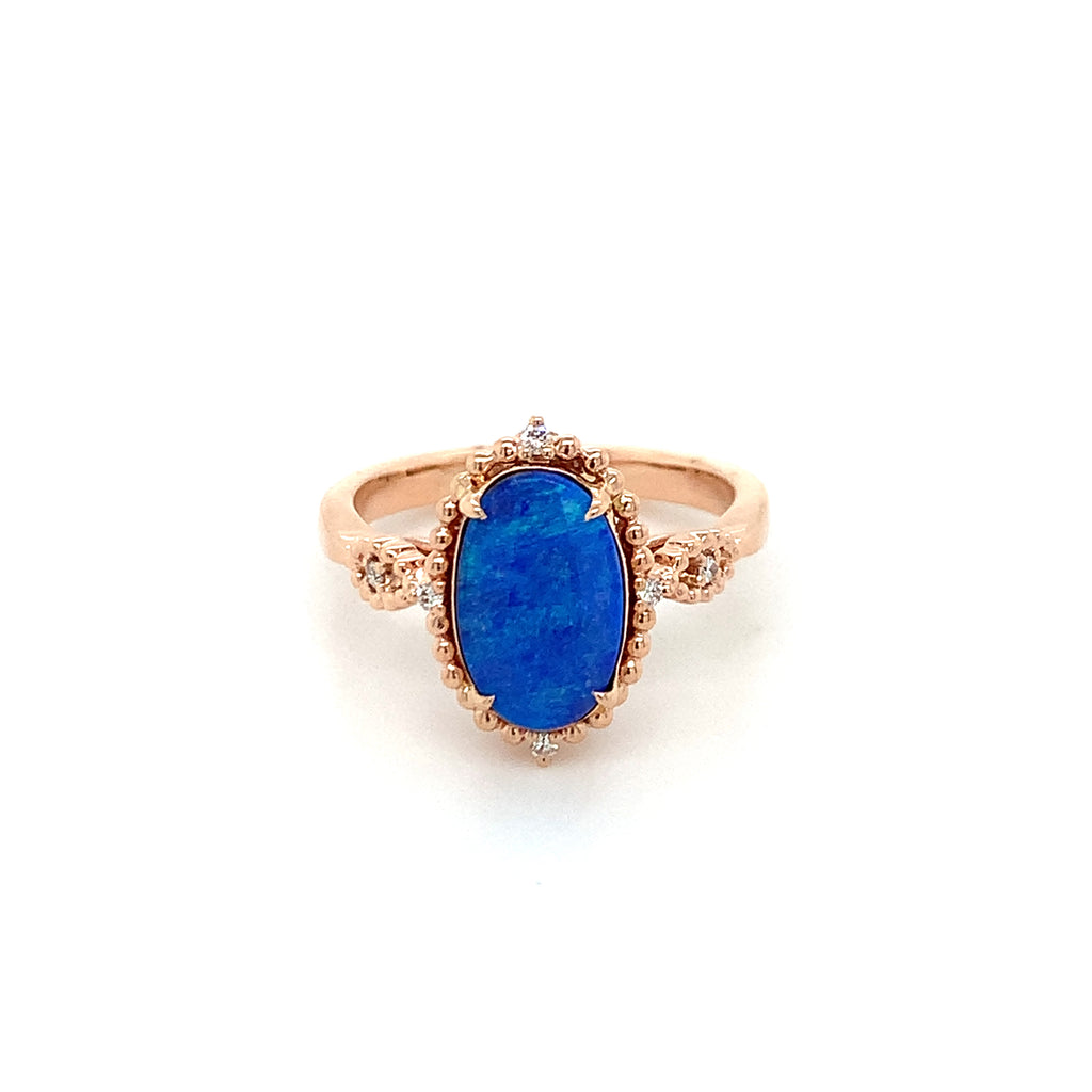 Blue Opal Rose Gold Ring