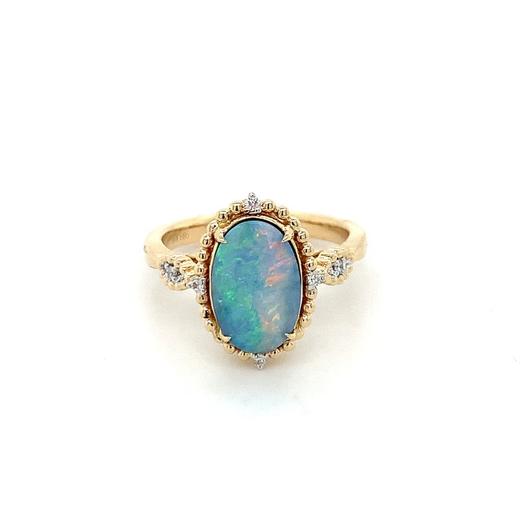 Gold Opal Diamond Ring