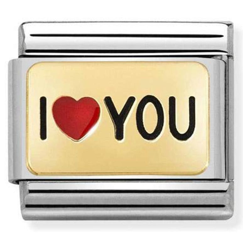 Love - I Heart You Enamel Gold Charm