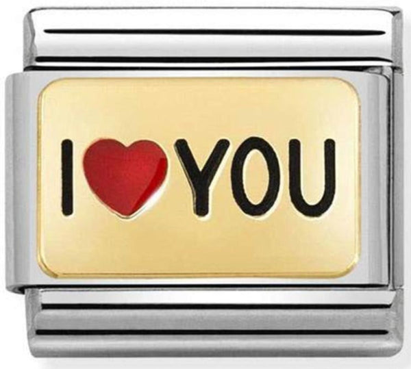 Love - I Heart You Enamel Gold Charm